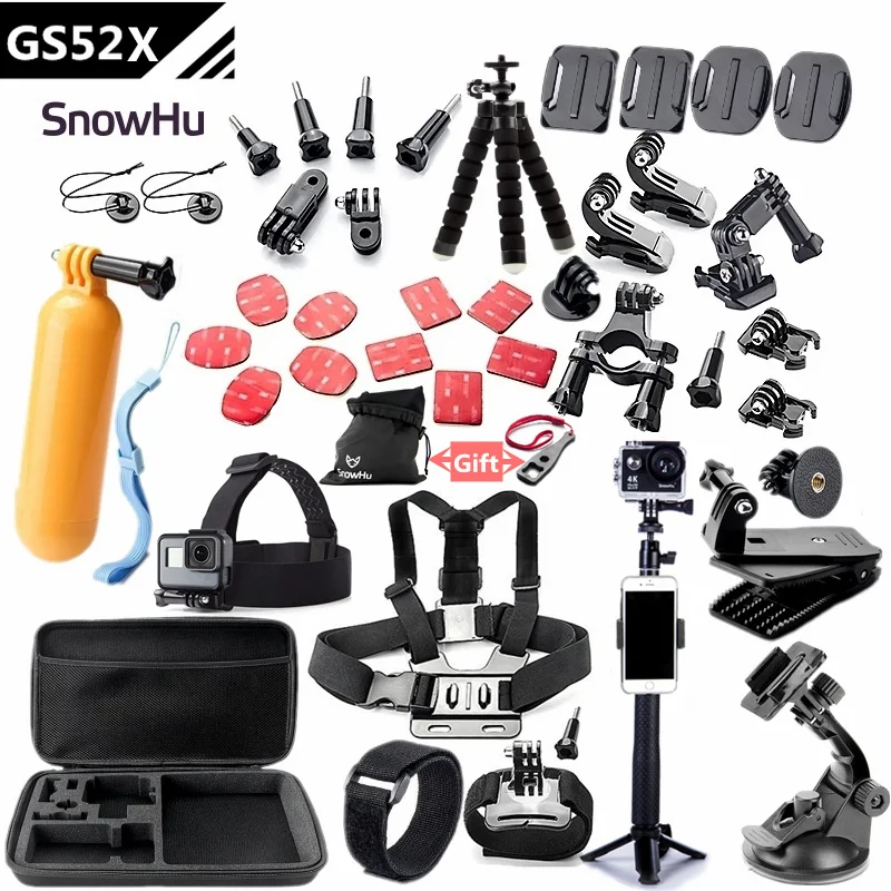 Аксессуары snowhu для GoPro Крепление для спортивной экшн-камеры go pro hero 8 7 6 5 4 3 черный для xiaomi yi 4K Экшн-камера аксессуары чехол GS52 - Цвет: GS52X