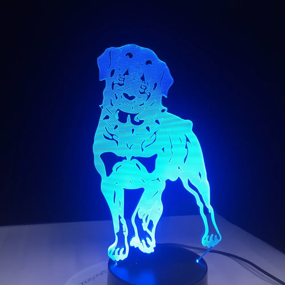 Немецкая 3D лампа для собак Rottweiler Светильники животных настольные