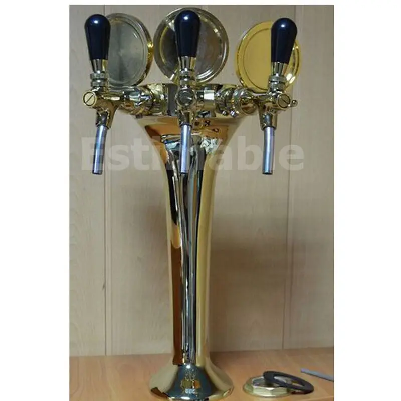 

Three taps Cobra design beer tower brass material PVD / Silver plated beer tower with beer badge holder