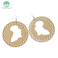 e170 unfinished wood earrings large map africa for women