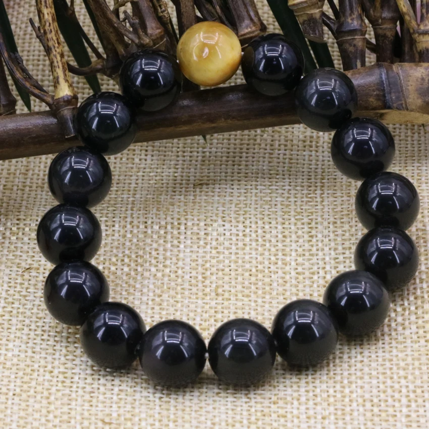 

Hot sale 5 style 12mm natural tiger eyes obsidian stone round beads strand bracelet & bangle charms jewelry 7.5inch B3161