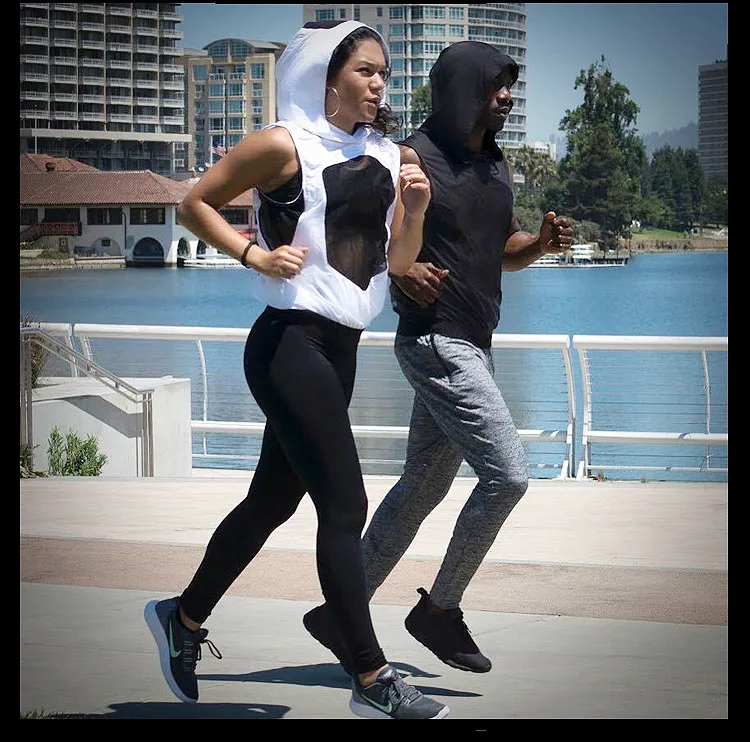 

Maoxzon Men's Mesh Hollow Out Loose Fitness Hooded Tank Tops Vests Summer Casual Jogger Muscle Active Sleeveless Hoodies Shirts