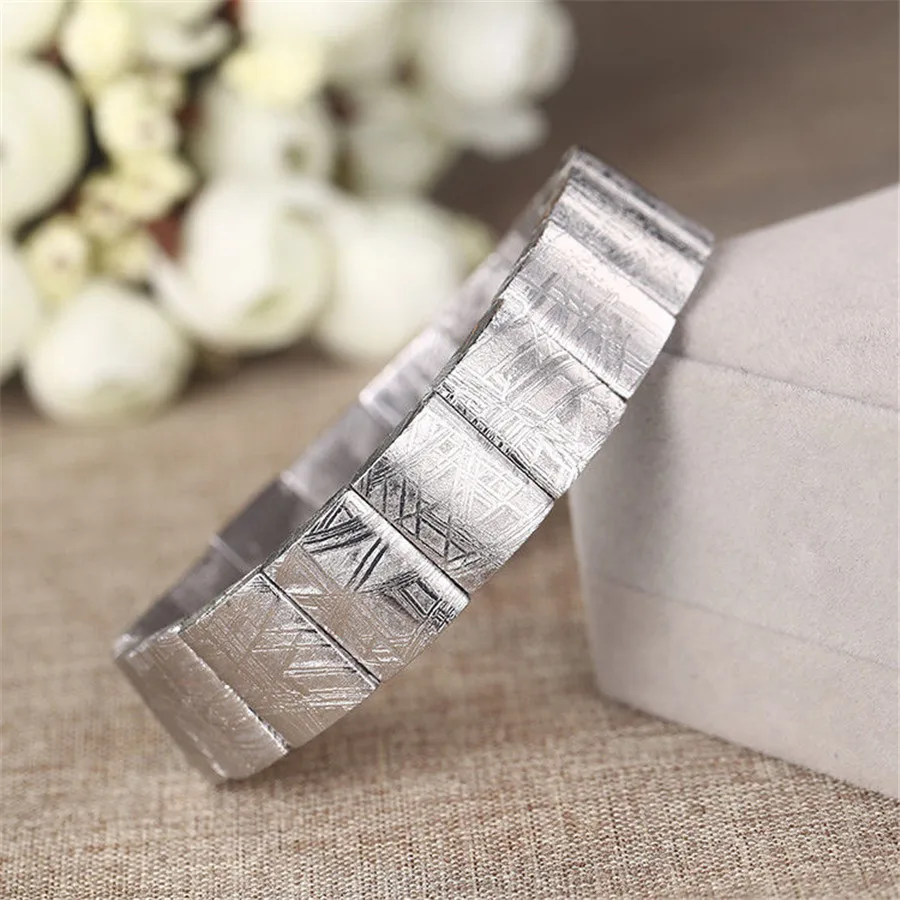 Прямоугольные бусины для браслета из натурального кристалла Gibeon Meteorite Moldavite