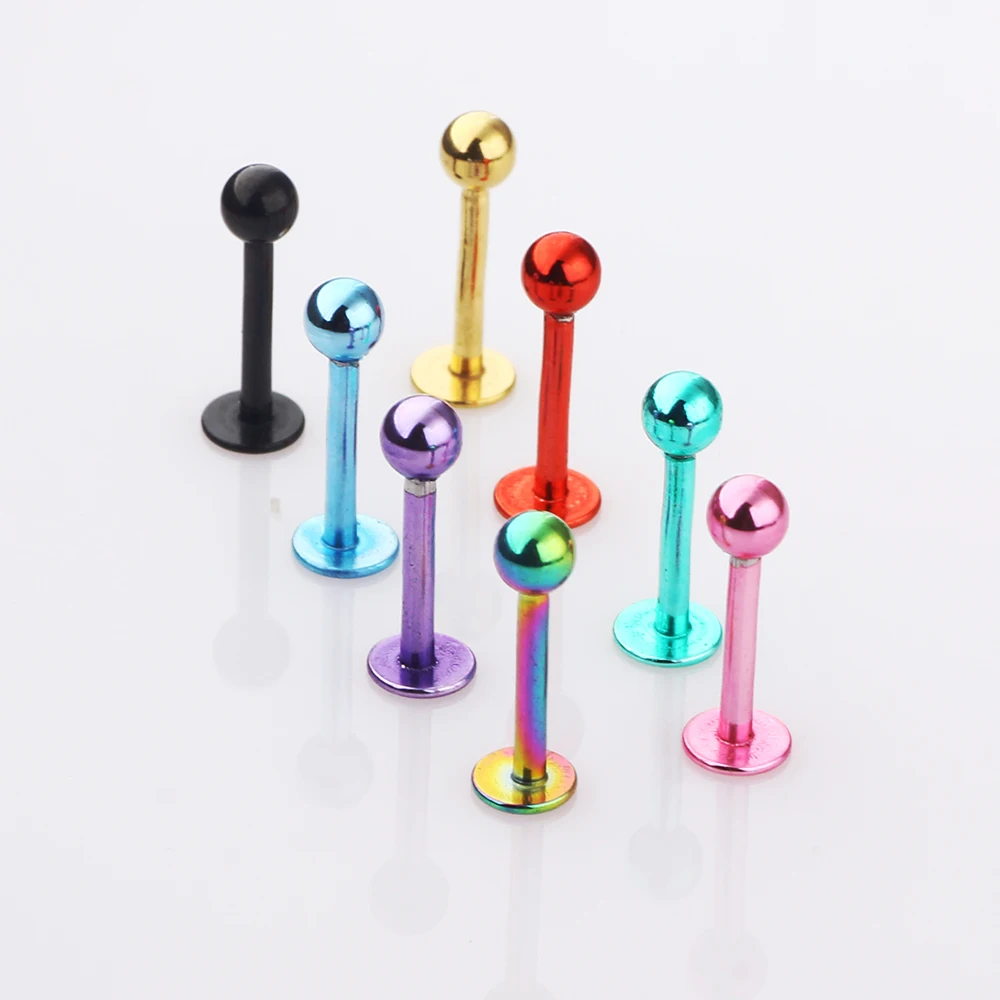 TIANCIFBYJS титановое IP короткое кольцо для губ LABRET пирсинг Монро Козелок Уха 16 г 8 мм 100