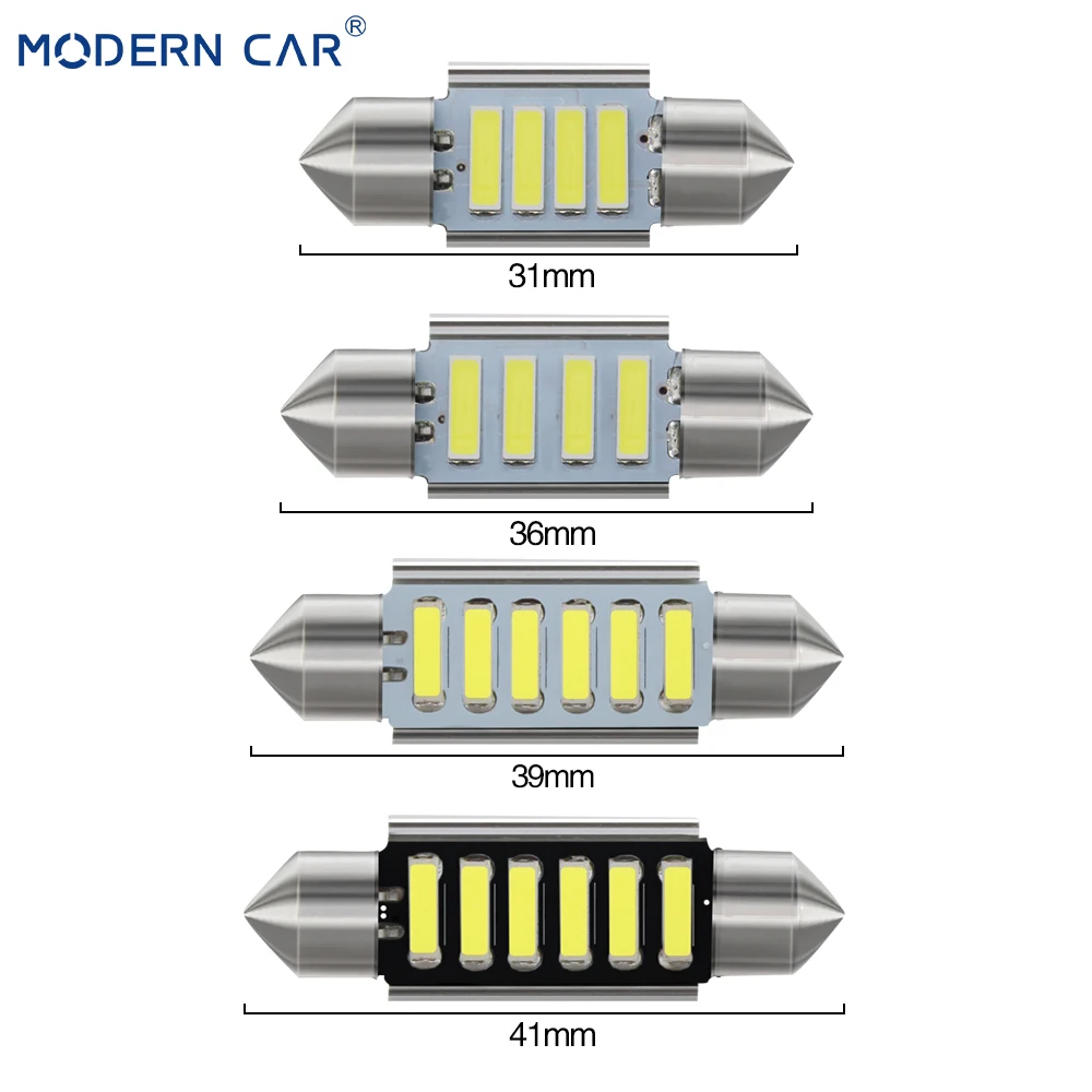 Современный автомобильный светильник 2 шт. C10W 7020 4/6SMD белый светодиодный Canbus без