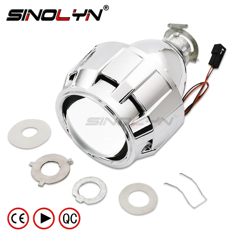 Sinolyn-lentes Bixenón de 2,5 pulgadas para faros delanteros de coche, H1 miniproyector HID, Bombilla H7 H4 9005 9006, 1 unidad