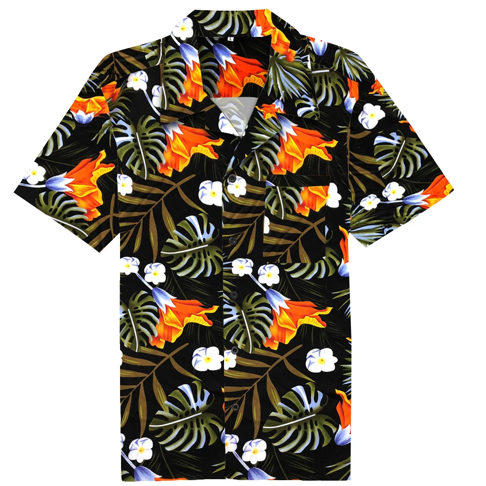 

Гавайская Мужская рубашка Aloha, Классическая пляжная сорочка с тропическим принтом монстеры 50-х годов, с цветочным принтом, лето