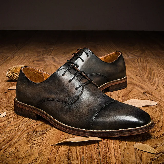 Мужские туфли оксфорды из натуральной кожи на плоской подошве|Туфли| |