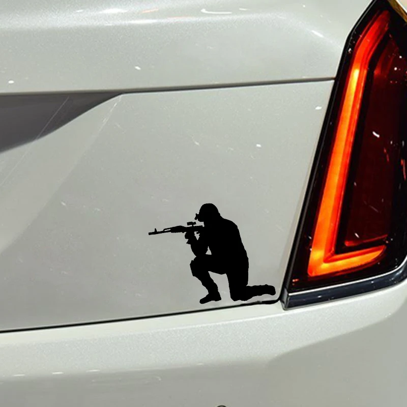 YJZT 12.3*11.4CM Shooting Gun Soldier Car Sticker Vinyl Decoration Motorcycle Accessories Graphic C12-0336 | Автомобили и