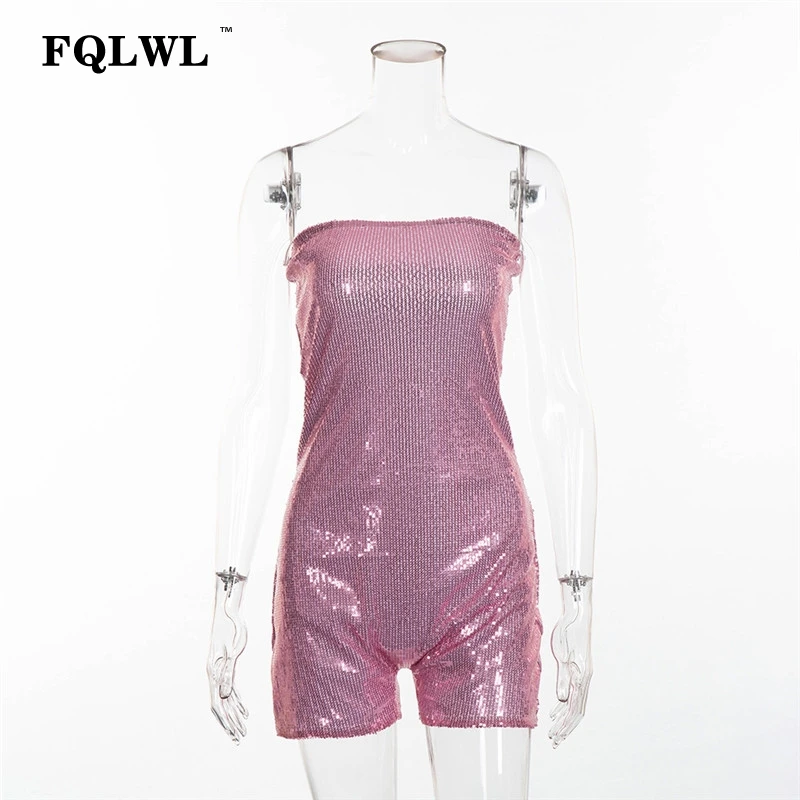 Женский сексуальный комбинезон с блестками FQLWL без бретелек открытой спиной