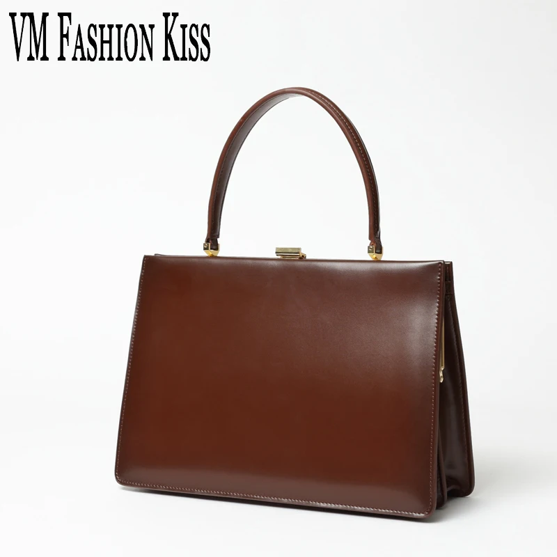 VM FASHION KISS 2017 New Autumn And Winter Genuine Leather Frame Handle Bags Luxury Handbags Women Designer Pochette|designer women bag|fashion