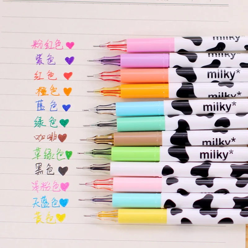 12 шт./лот Цвет Diamond Ручка роллер милые Milky Cow Стиль гелевая ручка офиса и школы Pen