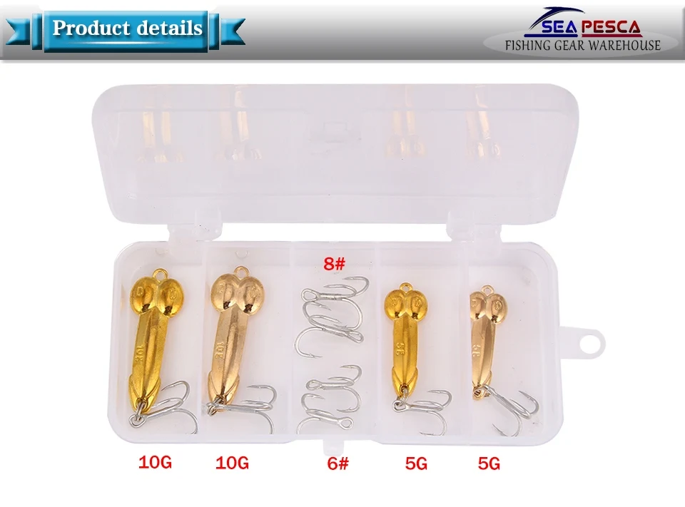 SEAPESCA 4 шт./лот DD ложка рыболовные приманки с 4 шт. тройные Крючки 5 г 10 г металлические украшения Спиннер жесткая Приманка снасти Коробка ZB405