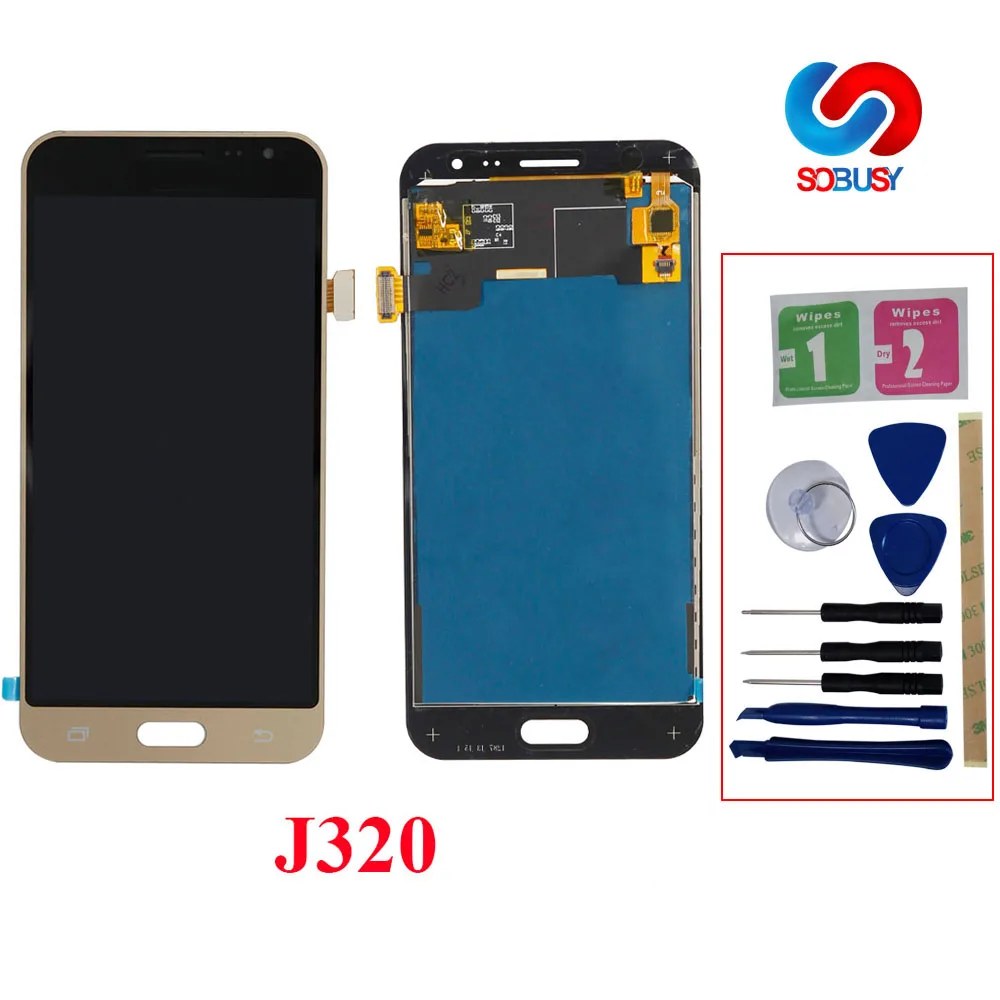 Sobusy телефон LCDs для SAMSUNG GALAXY J3 2016 J320 J320F SM ЖК дисплей кодирующий преобразователь