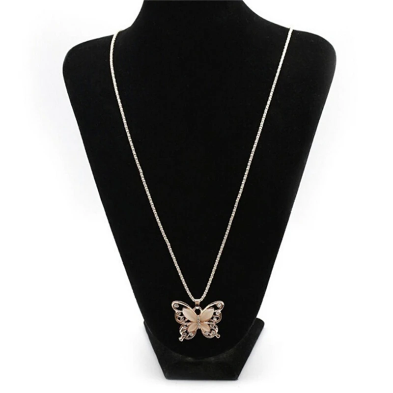 Розовый акриловый кристалл 4 см большая бабочка кулон ожерелье 70 длинная цепочка