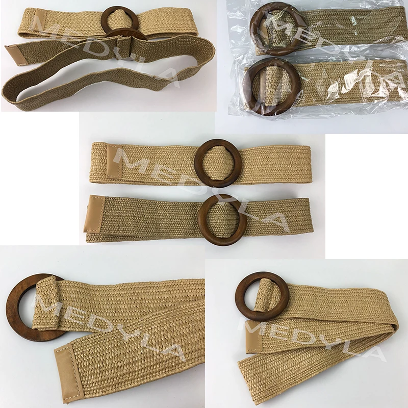 

Wooden Braided Belt Ladies Casual Summer Decorate Dress Belt High Quality Waist Woven cummerbund Elastic Woman Belt Waistband