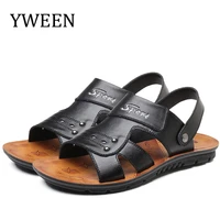 yween new mens sandals split leather men beach sandals men casual shoes flip flops size 38 47