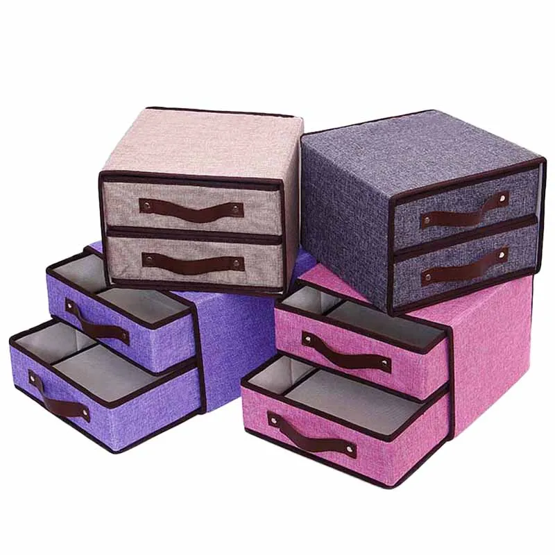 

3pcs Underwear storage drawer Foldable storage box For Ties Socks Shorts Bra Underwear Divider Drawer Lidded Closet Organizer