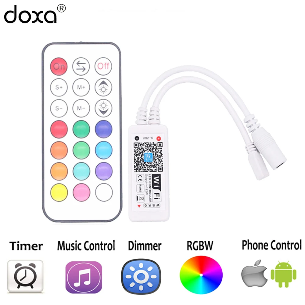 BLYN светодиодный контроллер Wi-Fi RGBW RGB RF ИК Панель дистанционного DC12/24 V Звук музыки