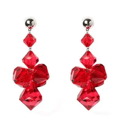 Women's European style Crystal Exaggerated Long Drop Earrings stylish Color transparent acrylic fashionable | Украшения и