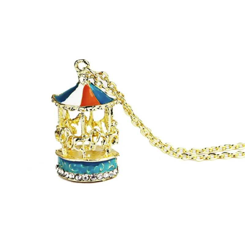 2018 New Multicolor Crystal Carousel Pendant Necklace for Women Trendy Charm Choker Statement Party Jewelry Accessories | Украшения и