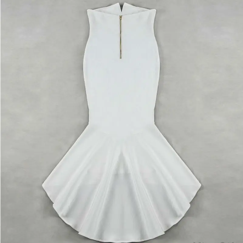 

New fashion elegant women bodycon bandage dress white trumpet long dresses celebrity wedding evening party autumn maxi dresses
