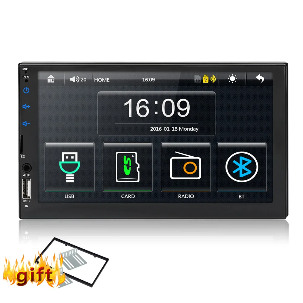 with frame 2 din автомагнитола " HD сенсорный экран плеер mirrorlink Android 9 Iphone MP5/SD/FM/MP4/USB/AUX/Bluetooth Авто Аудио для камеры - Цвет: with frame