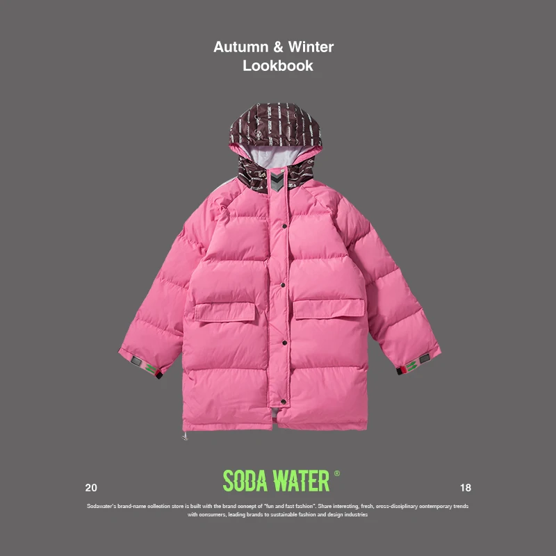 SODA WATER 2018 теплая верхняя одежда зимняя куртка Мужская ветрозащитная с капюшоном