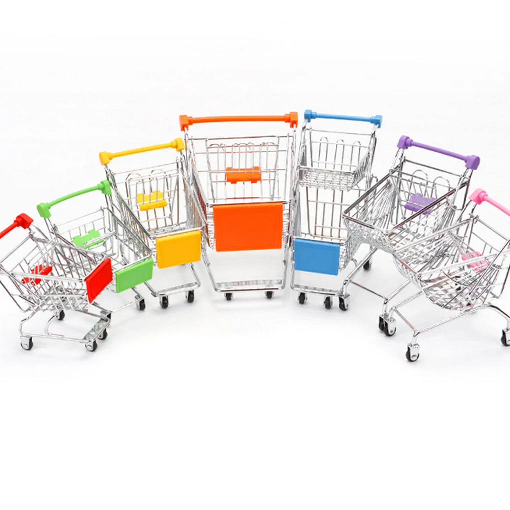 

Baby Kids Simulation Mini Shopping Cart Toys Handcart Supermarket Storage Basket Trolley Toy Shopping Cart Storage Cartoon Toy
