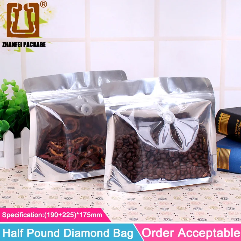 ZHANFEI полуфунтовый Алмазный мешок из алюминиевой фольги крафт бумага ziplock с