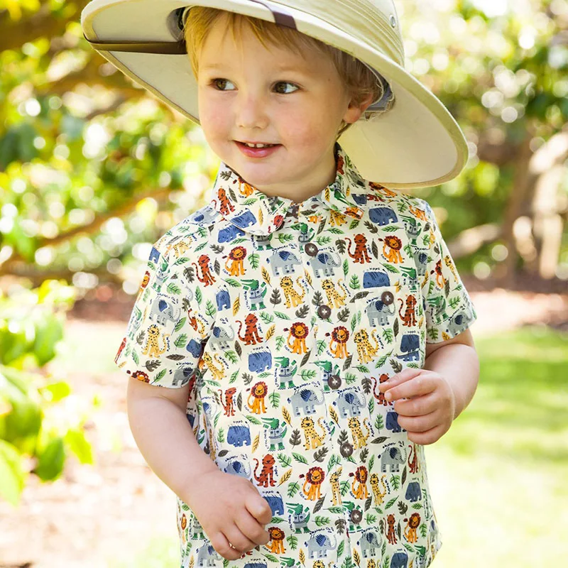 Новинка для маленьких мальчиков рубашка с принтом короткими рукавами и