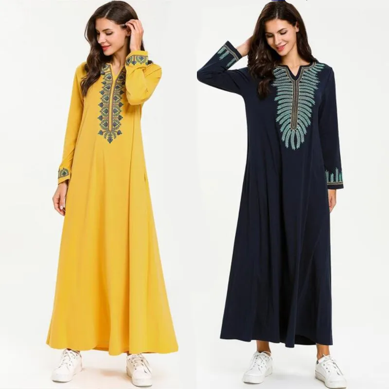 Женское мусульманское платье Кафтан Abaya элегантное вечернее с карманами и