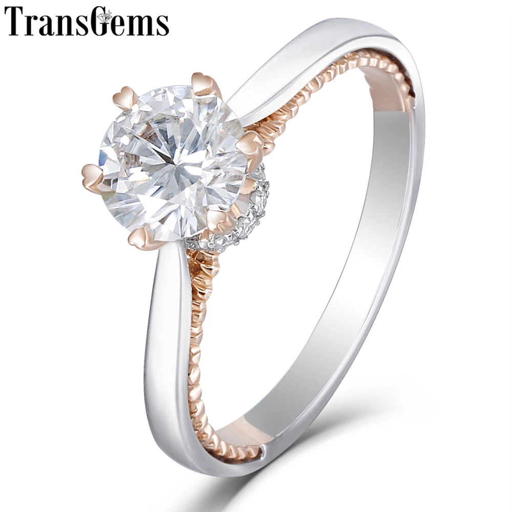 Женское Обручальное Кольцо Transgems 14K белое и розовое золото 1ct 6 5 мм обручальное