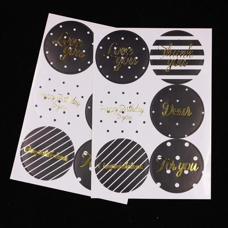 

60 Pcs / Lote Of Creative Hot Stamping Thanks Blessing Decorative Stickers Cooking Party Candy Box Decorative Stickers Stationer