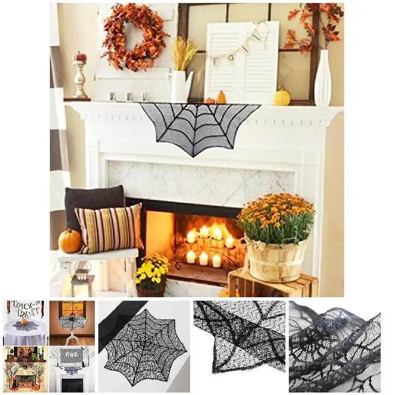 Черная сетчатая кружевная мантия паук 30 дюймов искусственная настольная ткань