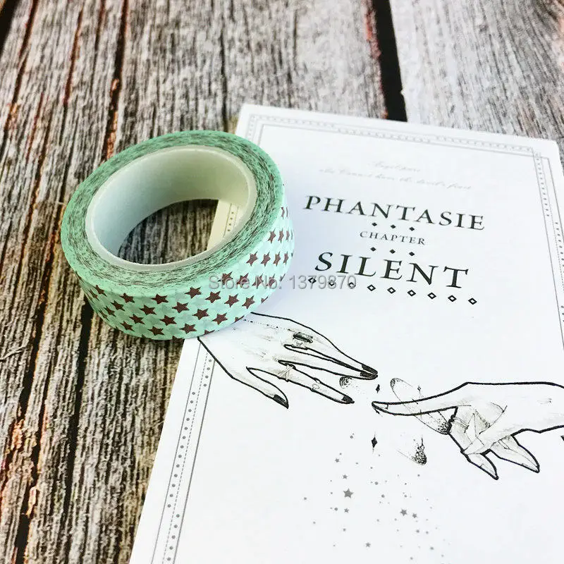 Декоративная лента Синяя Звезда из японской бумаги 1 5*10 метров|washi tape|decorative tapemasking