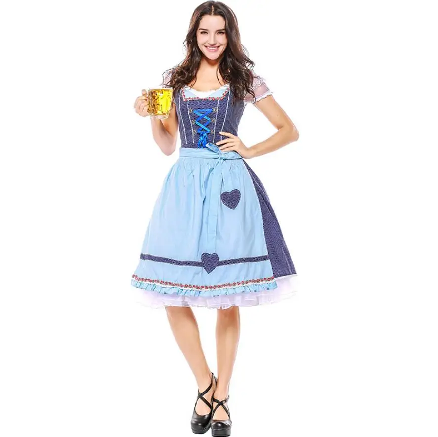 S XXXL традиционные Для женщин Dirndl Костюм Октоберфест немецкая девка горничной