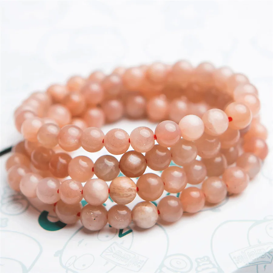 

6mm Natural Sunstone Bracelet Jewelry For Women Lady Men Beauty Healing Crystal Stone Moonstone Beads Gemstone Strands AAAAA