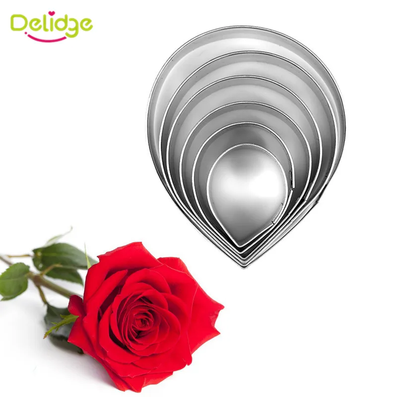 Delidge 6 шт./компл. формочки для печенья из нержавеющей стали в виде розы кухонные