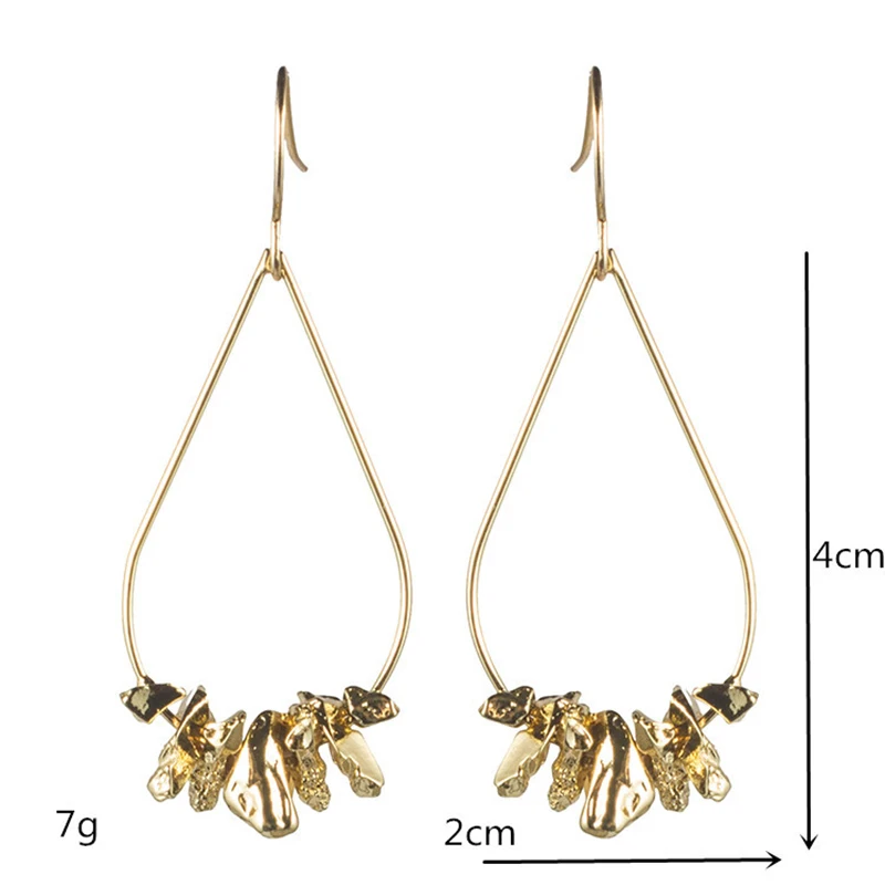 Amaiyllis Large Copper Waterdrop Dangle Earrings For Women Irregular Metal Chips Statement Drop Pendant Brinco | Украшения и