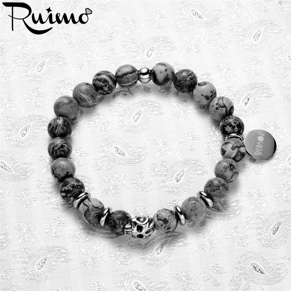 Браслет из натурального серого камня марки RUIMO браслет нержавеющей стали с