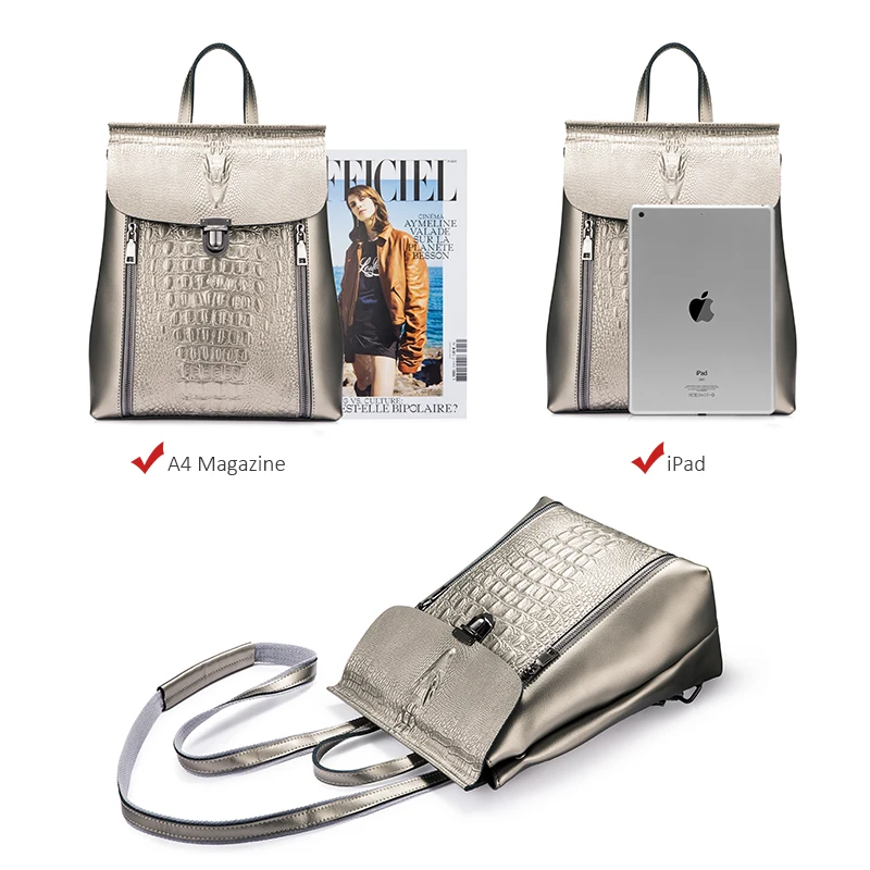 Realer женский рюкзак сплит кожа высокого качества для девочек подростков крокодил