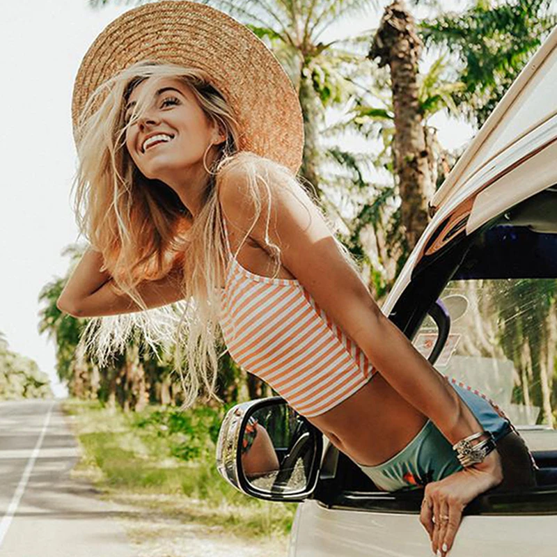 2018 сексуальный комплект бикини с высокой горловиной и принтом женский купальник