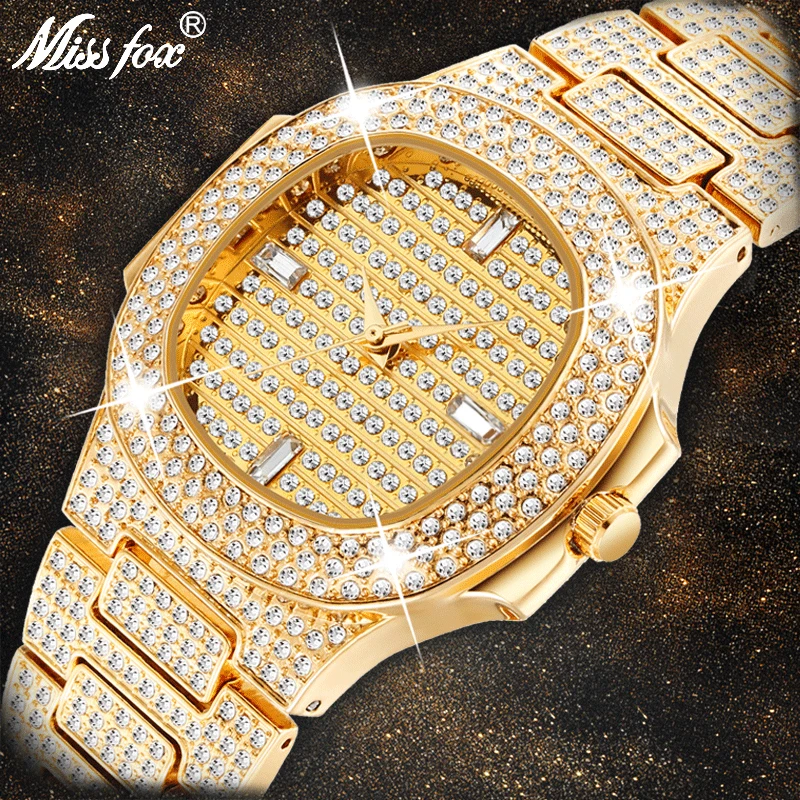 MISSFOX Watch Women Party Wedding Dress Golden Clock Bu Ladies Gold Wrist Watch High Quality Role Watch For Christmas Gift