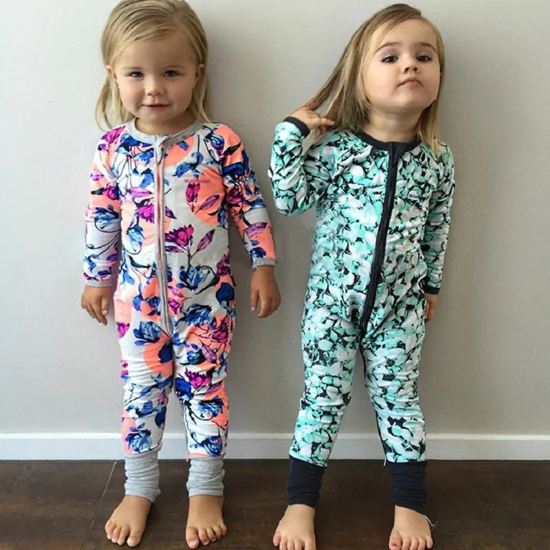 Детский хлопковый комбинезон на молнии с длинным рукавом и принтом|cotton rompers|designer