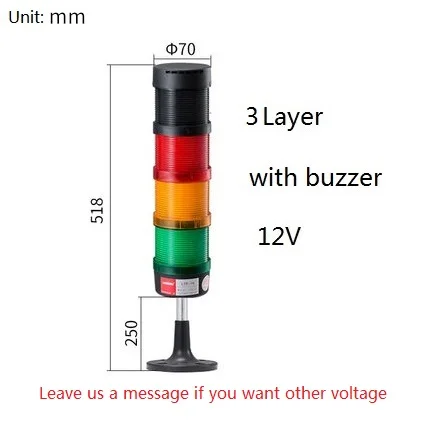 3layer12Vwith buzzer Безопасность стек настенный светильник Промышленный 5-слойный чехол стек светильник светодиодный сигнальный Маяк предупреждение светильник диск база Предупреждение светильник башня 12V 24V 110V 220V - Цвет: 3layer12Vwith buzzer