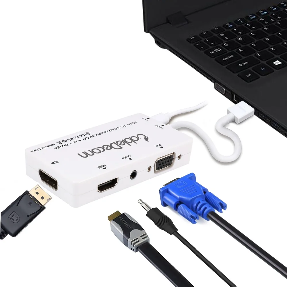 Кабель 4 в 1 HDMI к VGA DisplayPort DP аудио с Micro USB конвертер адаптер для ноутбука видеокарты