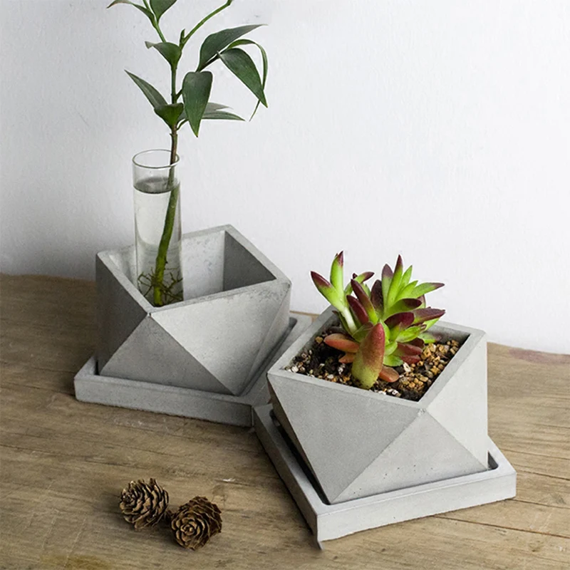 Concrete Terrazzo Planter Mold Silicone Succulent Flowerpot Geometry Cement Mould for Garden Decoration Tool