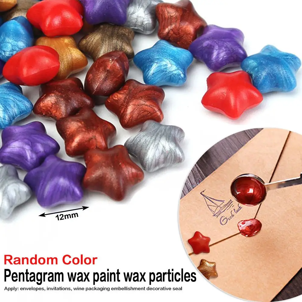 100pcs Five-point Star Vintage Wax Paint Sealing Granule DIY Gift Box Sealing Wax Envelope Greeting Card Pentagram Wax Paint