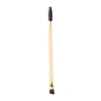 double headed makeup brush gold synthetic fibre hair fine bamboo handle eyebrow eyelashes eyeliner brush natural